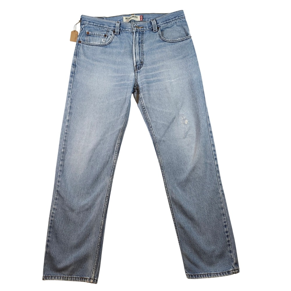VTG Levi's 505 Regular Fit Jeans Men 34x32 Light Wash Blue Good Distressed Denim